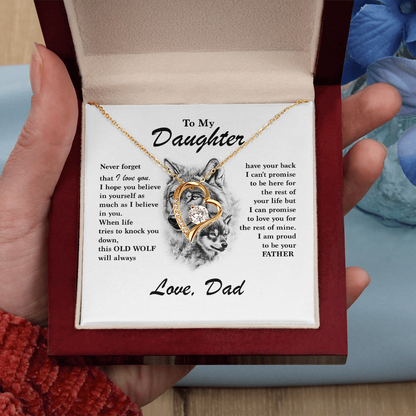 Daughter Gift - "This Old Wolf" Forever Love Necklace