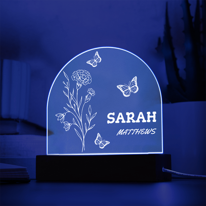 Personalized Birth Month Flower Acrylic Night Light