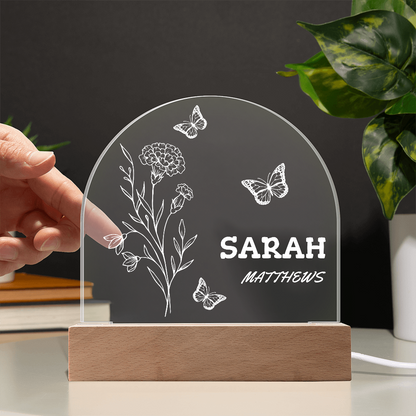 Personalized Birth Month Flower Acrylic Night Light