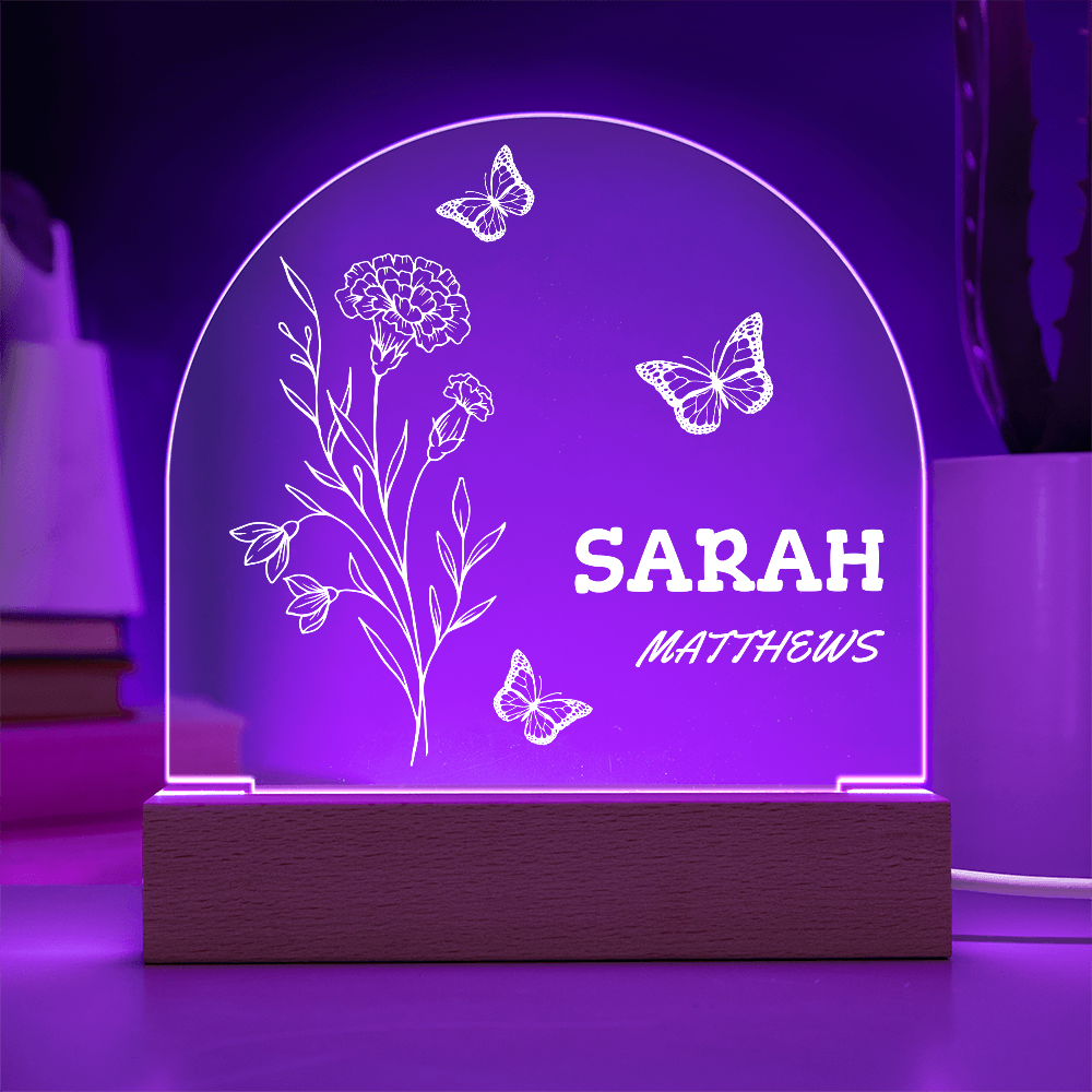 Personalized Birth Month Flower Acrylic Night Light