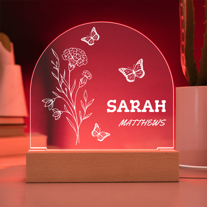 Personalized Birth Month Flower Acrylic Night Light