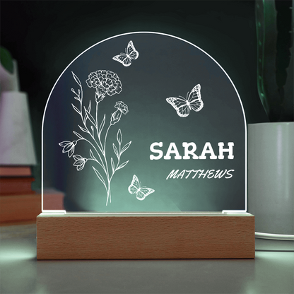 Personalized Birth Month Flower Acrylic Night Light