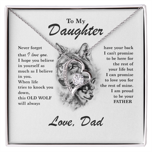 Daughter Gift - "This Old Wolf" Forever Love Necklace