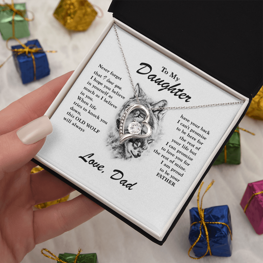 Daughter Gift - "This Old Wolf" Forever Love Necklace