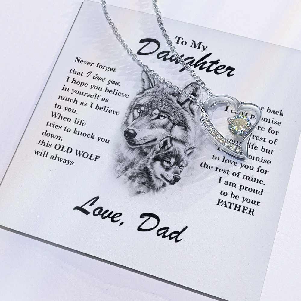 Daughter Gift - "This Old Wolf" Forever Love Necklace