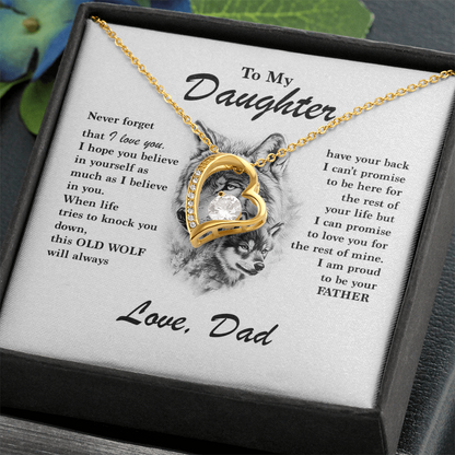 Daughter Gift - "This Old Wolf" Forever Love Necklace