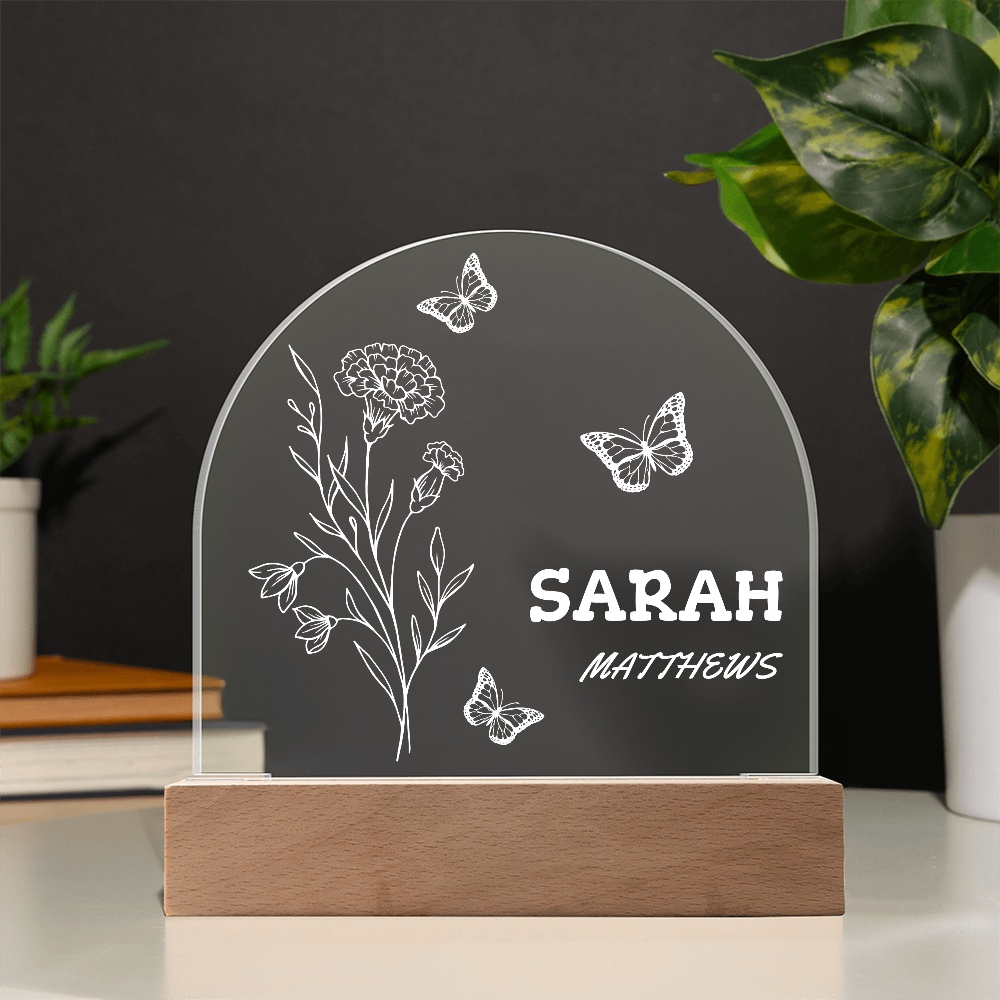 Personalized Birth Month Flower Acrylic Night Light