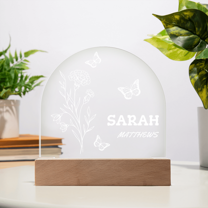 Personalized Birth Month Flower Acrylic Night Light