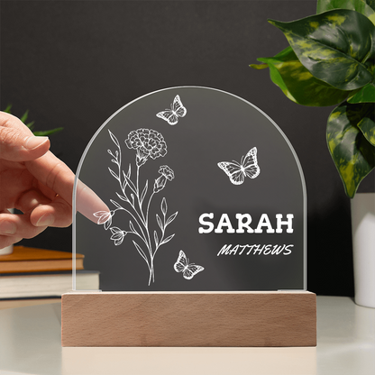 Personalized Birth Month Flower Acrylic Night Light