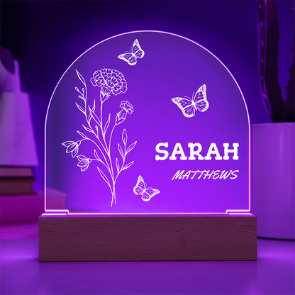 Personalized Birth Month Flower Acrylic Night Light