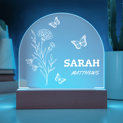 Personalized Birth Month Flower Acrylic Night Light